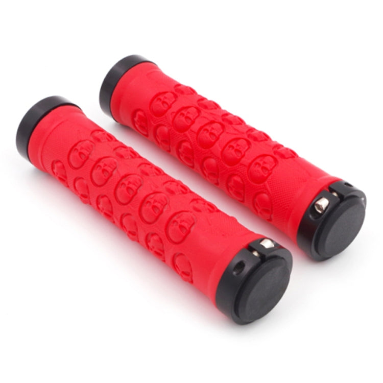 1 paio di manopole per manubrio in gomma con bloccaggio per bici MTB AG23 stile teschio, AG23, Skull Style