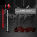 Versione con ventosa per adulti, regolabile in altezza, verticale, in pelle PU, palla da boxe, velocità, attrezzatura per il fitness con guanti, with Gloves Black Red, with Gloves Red