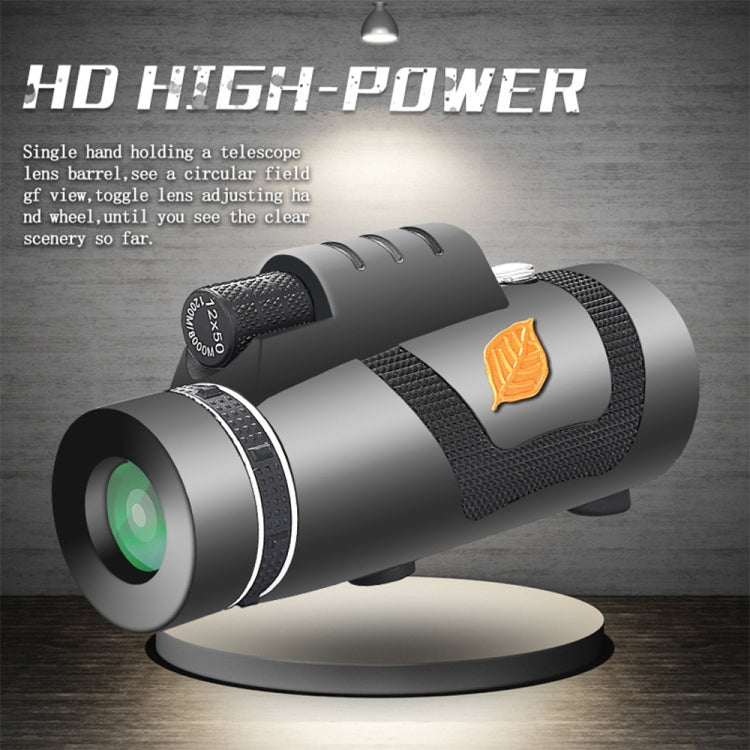Telescopio monoculare per visione notturna professionale Moge 12x50 HD con treppiede, Moge 12x50 With Tripod