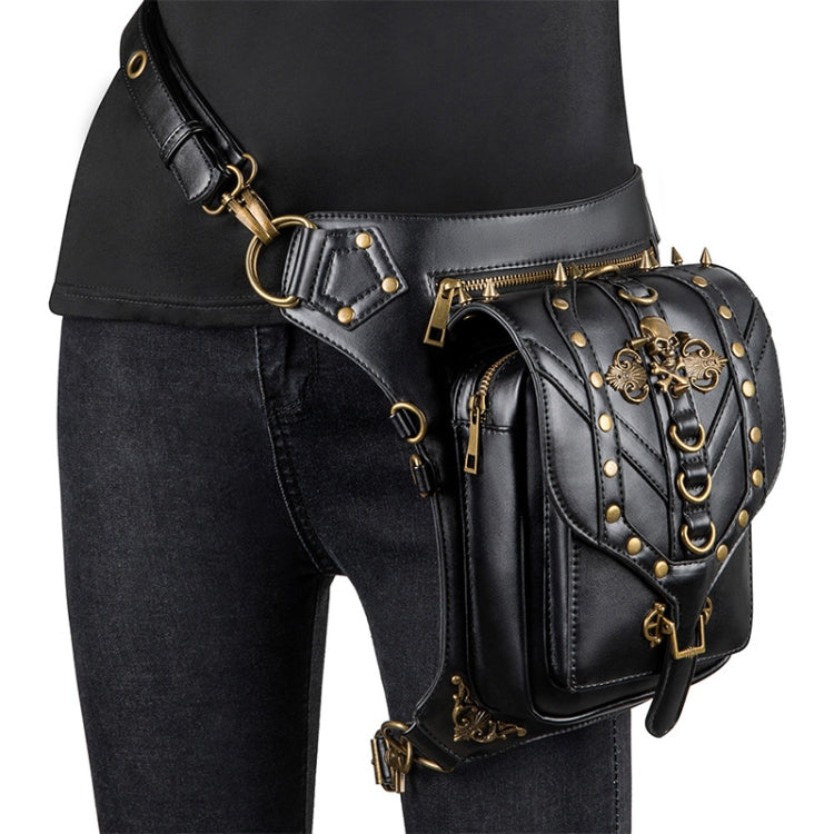 FHG131BK Borsa a tracolla monospalla in pelle PU con decorazione testa di teschio multifunzionale per donna, 21 x 16cm
