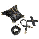 FHG131BK Borsa a tracolla monospalla in pelle PU con decorazione testa di teschio multifunzionale per donna, 21 x 16cm