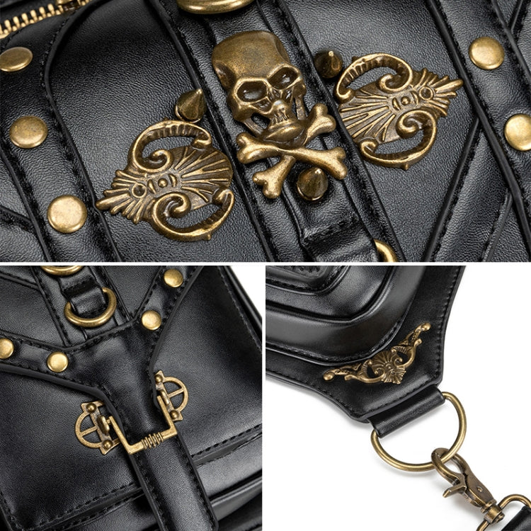 FHG131BK Borsa a tracolla monospalla in pelle PU con decorazione testa di teschio multifunzionale per donna, 21 x 16cm