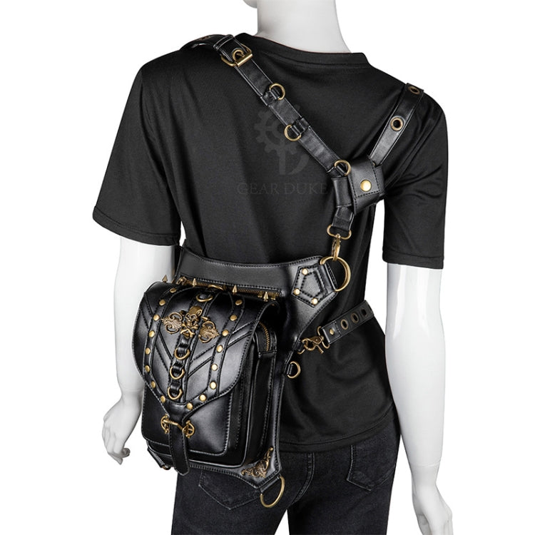 FHG131BK Borsa a tracolla monospalla in pelle PU con decorazione testa di teschio multifunzionale per donna, 21 x 16cm
