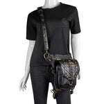 FHG131BK Borsa a tracolla monospalla in pelle PU con decorazione testa di teschio multifunzionale per donna, 21 x 16cm