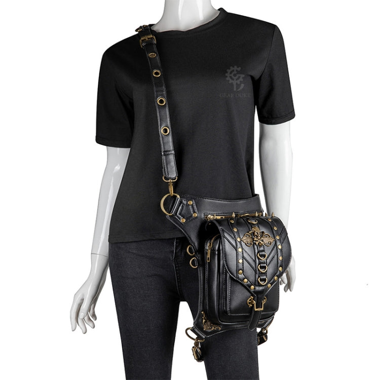 FHG131BK Borsa a tracolla monospalla in pelle PU con decorazione testa di teschio multifunzionale per donna, 21 x 16cm