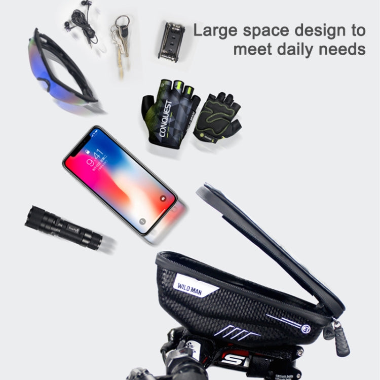 WILD MAN E1 Borsa anteriore impermeabile Set di telefoni cellulari MTB Borsa per tubo per bicicletta Accessori per l'equitazione, E1 (Black), E1 (Red)