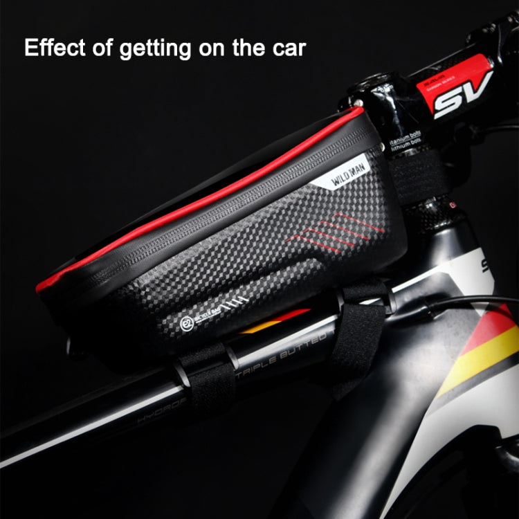 WILD MAN E2 Borsa anteriore impermeabile Set di telefoni cellulari MTB Borsa per tubo per bicicletta Accessori per l'equitazione, E2 (Black), E2 (Red)