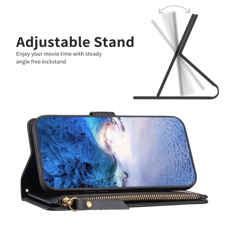 Cassa del telefono di vibrazione del cuoio del raccoglitore della chiusura lampo di 9 slot per schede per OPPO A16 / A16s / A54s / A55 5G / A54 4G, For OPPO A16 / A16s / A54s / A55 5G / A54 4G