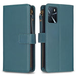 Cassa del telefono di vibrazione del cuoio del raccoglitore della chiusura lampo di 9 slot per schede per OPPO A16 / A16s / A54s / A55 5G / A54 4G, For OPPO A16 / A16s / A54s / A55 5G / A54 4G