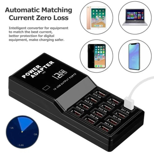 Caricabatterie 12 porte USB 60W 1.5A/2.5A/3.5A 7893063018159 Q-CD630 P1262