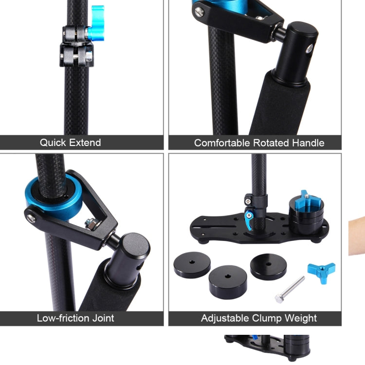 Stabilizzatore portatile in fibra di carbonio PULUZ 38,5-61 cm per video e fotocamere digitali DSLR e DV, intervallo di carico: 0,5-3 kg, P60T Black, P60T Blue, P60T Red, RU Stock P60T Black