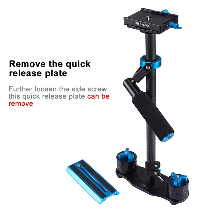 Stabilizzatore portatile in fibra di carbonio PULUZ 38,5-61 cm per video e fotocamere digitali DSLR e DV, intervallo di carico: 0,5-3 kg, P60T Black, P60T Blue, P60T Red, RU Stock P60T Black
