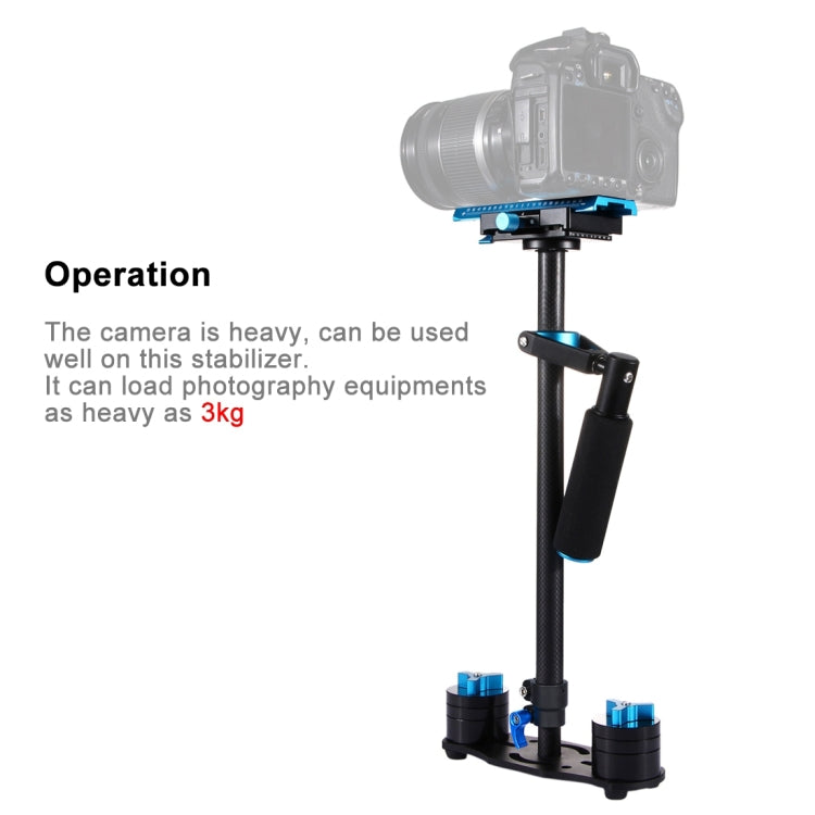 Stabilizzatore portatile in fibra di carbonio PULUZ 38,5-61 cm per video e fotocamere digitali DSLR e DV, intervallo di carico: 0,5-3 kg, P60T Black, P60T Blue, P60T Red, RU Stock P60T Black