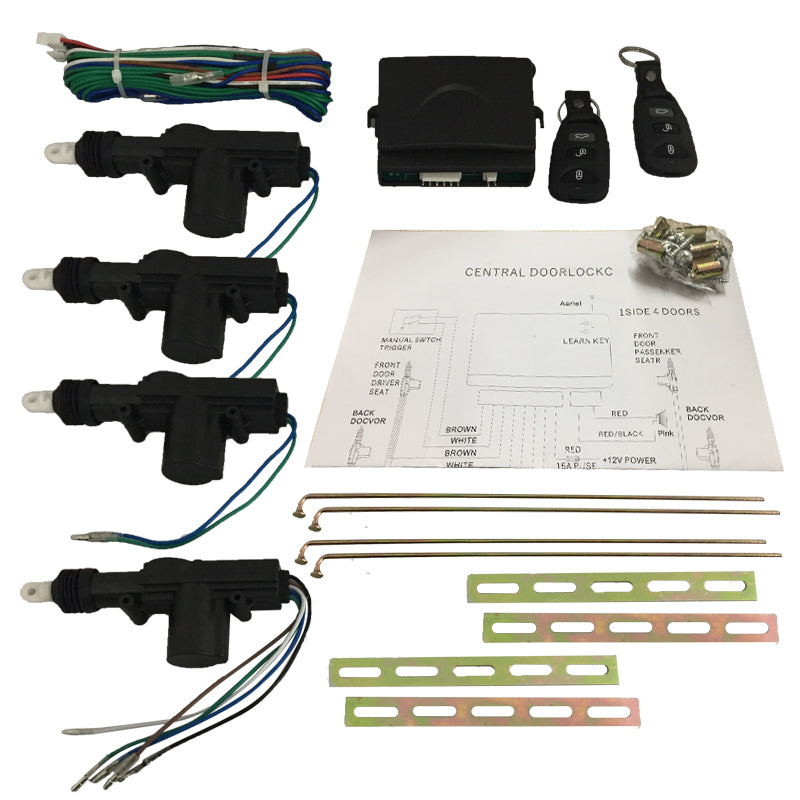 Kit universale chiusura centralizzata per auto con telecomandi - 4 porte P951