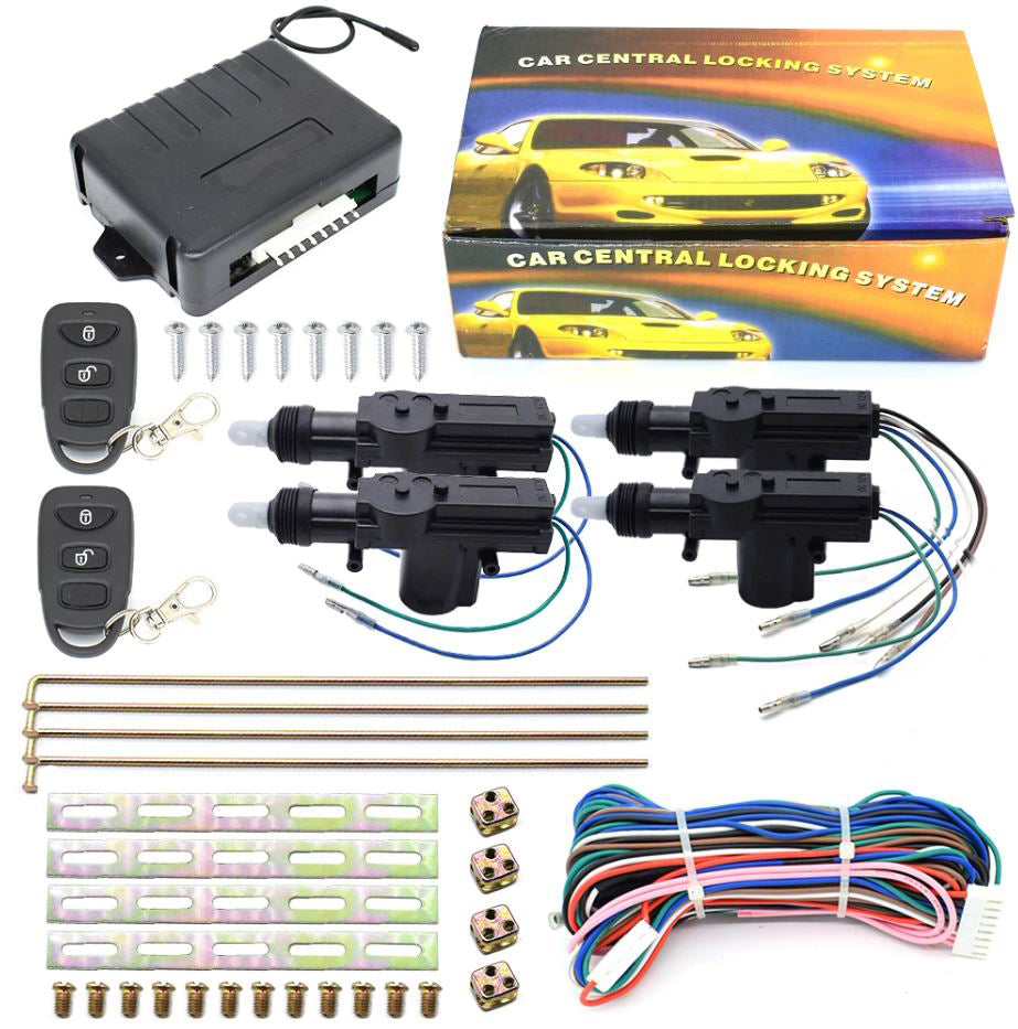 Kit universale chiusura centralizzata per auto con telecomandi - 4 porte