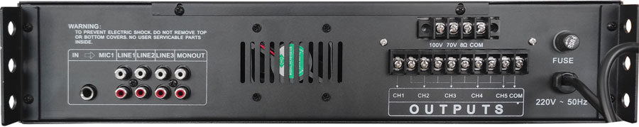 Amplificatore audio USB/SD 5 canali 70V/100V/8 Ohm 120W PA-120 Winford PA-120