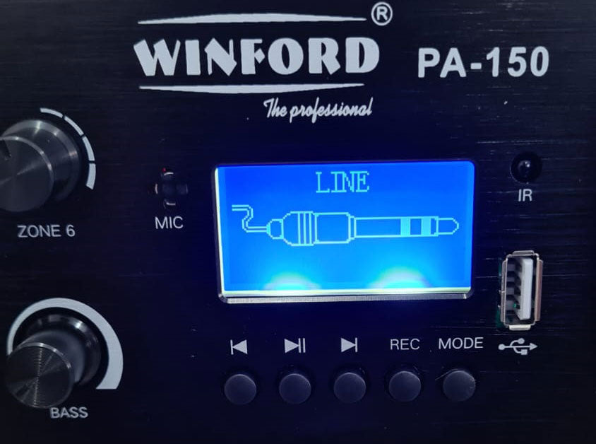 Amplificatore audio USB/Bluetooth/FM 6 canali 70V/100V/16 Ohm 150W PA-150
