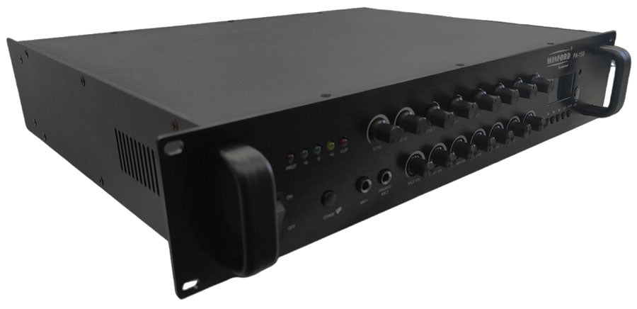 Amplificatore audio USB/Bluetooth/FM 6 canali 70V/100V/16 Ohm 150W PA-150