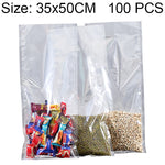 Confezione da 100 pezzi per alimenti sottovuoto, sacchetti di plastica trasparente, sacchetti per la conservazione degli alimenti in nylon, dimensioni: 25 cm x 35 cm., Size: 35cm x 50cm
