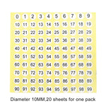 Etichetta adesiva per numero di scarpa di forma rotonda da 20 pezzi, numero 0-99, Number 0-99