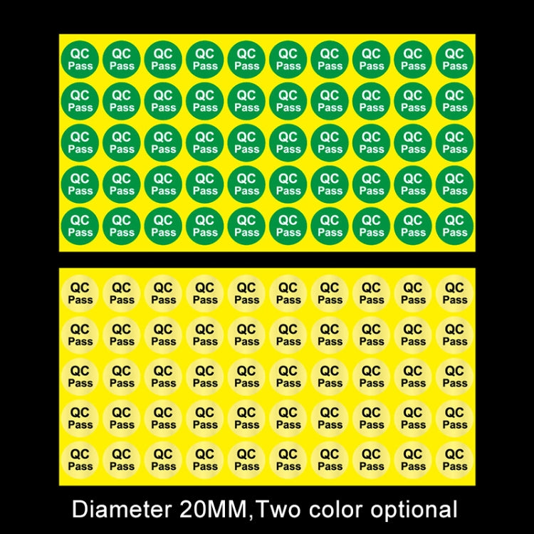 Etichetta per pass QC adesiva di forma rotonda da 1000 pezzi