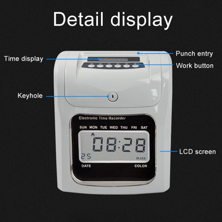 Punzonatrice per presenze inglese con schermo LCD, orologio elettronico, carta di carta, campana musicale di supporto, LCD Screen