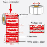 Etichetta di avvertimento inglese autoadesiva per scatola esterna da 500 pezzi Etichetta fragile, dimensioni: 76x51 mm, 76 x 51mm