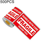 Etichetta fragile con adesivo di avvertenza inglese per scatola esterna autoadesiva da 500 pezzi, dimensioni: 76x127 mm, 76 x 127mm