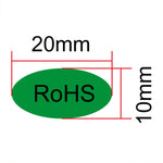 Etichetta RoHS autoadesiva RoHS da 1000 pezzi di forma ovale, dimensioni: 10x20 mm, Size: 10x20mm