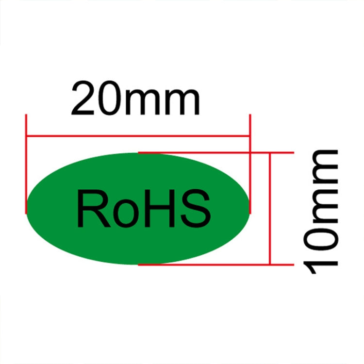 Etichetta RoHS autoadesiva RoHS da 1000 pezzi di forma ovale, dimensioni: 10x20 mm, Size: 10x20mm