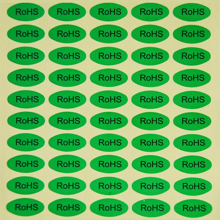 Etichetta RoHS autoadesiva RoHS da 1000 pezzi di forma ovale, dimensioni: 10x20 mm, Size: 10x20mm