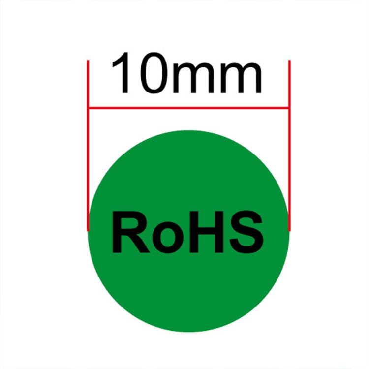 Etichetta RoHS autoadesiva RoHS da 1000 pezzi di forma rotonda, diametro: 10 mm