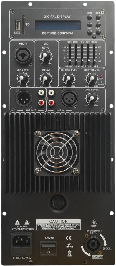 Modulo amplificatore 250W per casse acustiche con Bluetooth/Radio FM ed effetti DSP PARTS979