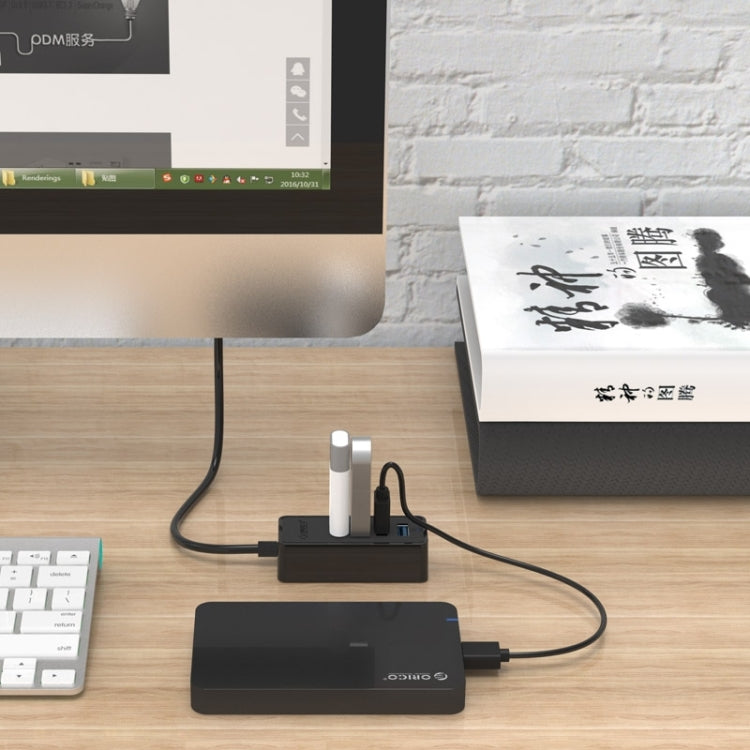 ORICO W5P-U3-30 HUB desktop USB 3.0 a 4 porte con cavo micro USB da 30 cm Alimentatore, W5P-U3-30 Black, W5P-U3-30 White