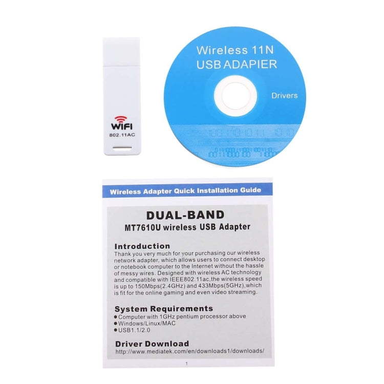Adattatore wireless WiFi USB 802.11ac con supporto dual-band da 2,4 GHz/5 GHz