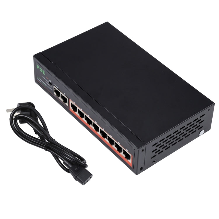 Switch POE a 8 porte 10/100Mbps Switch di rete Power Over Ethernet IEEE802.3af per dispositivi AP di telefoni VoIP con telecamera IP, 8 Ports Black
