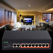 Switch POE a 8 porte 10/100Mbps Switch di rete Power Over Ethernet IEEE802.3af per dispositivi AP di telefoni VoIP con telecamera IP, 8 Ports Black