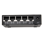 Switch POE a 5 porte 10/100Mbps Switch di rete Power Over Ethernet IEEE802.3af per dispositivi AP di telefoni VoIP con telecamera IP, 5 Ports Black