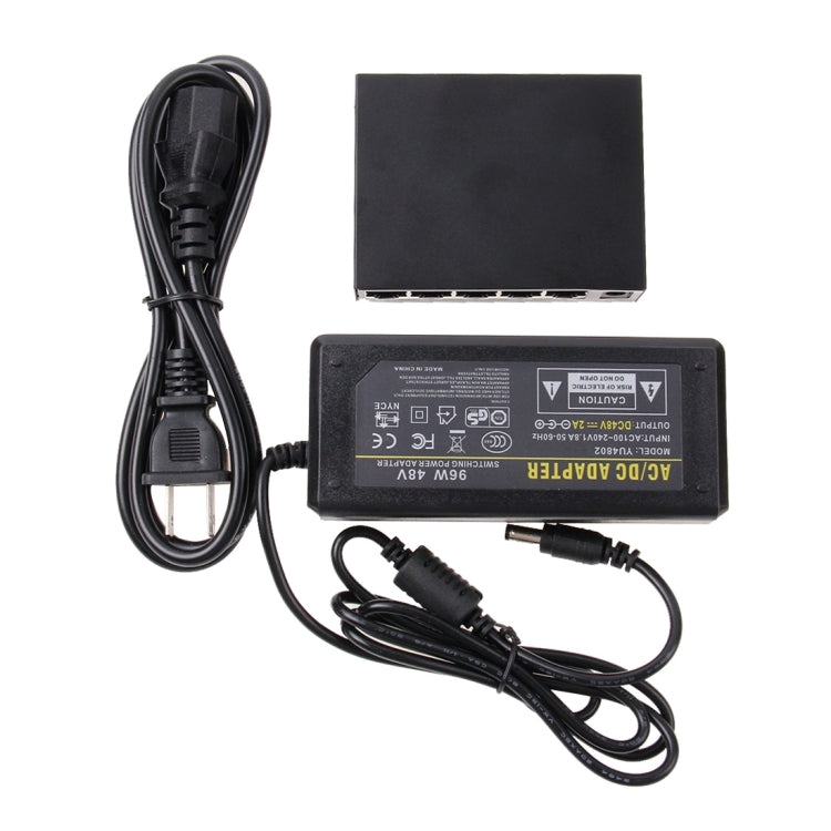Switch POE a 5 porte 10/100Mbps Switch di rete Power Over Ethernet IEEE802.3af per dispositivi AP di telefoni VoIP con telecamera IP, 5 Ports Black