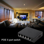 Switch POE a 5 porte 10/100Mbps Switch di rete Power Over Ethernet IEEE802.3af per dispositivi AP di telefoni VoIP con telecamera IP, 5 Ports Black