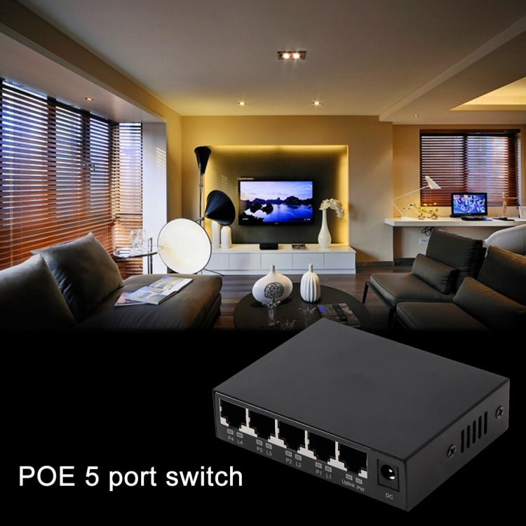Switch POE a 5 porte 10/100Mbps Switch di rete Power Over Ethernet IEEE802.3af per dispositivi AP di telefoni VoIP con telecamera IP, 5 Ports Black
