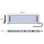 AD-059 11 in 1 da USB-C/Tipo-C a 4K HDMI + VGA + Slot per scheda SD/TF + Gigabit Ethernet + 3,5 mm AUX + USB-C/Tipo-C + 4 HUB Docking Station multifunzione USB 3.0, 11 in 1
