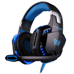 KOTION EACH G2000 Cuffie da gioco over-ear Cuffie da gioco Archetto con microfono Bassi stereo Luce LED per giocatori PC, Lunghezza cavo: circa 2,2 m (bianco + rosso), G2000