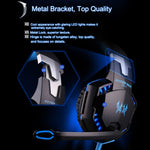 KOTION EACH G2000 Cuffie da gioco over-ear Cuffie da gioco Archetto con microfono Bassi stereo Luce LED per giocatori PC, Lunghezza cavo: circa 2,2 m (bianco + rosso), G2000
