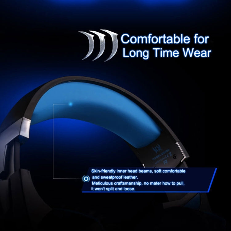 KOTION EACH G2000 Cuffie da gioco over-ear Cuffie da gioco Archetto con microfono Bassi stereo Luce LED per giocatori PC, Lunghezza cavo: circa 2,2 m (bianco + rosso), G2000