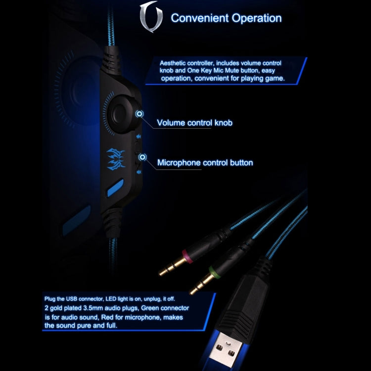 KOTION EACH G2000 Cuffie da gioco over-ear Cuffie da gioco Archetto con microfono Bassi stereo Luce LED per giocatori PC, Lunghezza cavo: circa 2,2 m (bianco + rosso), G2000