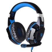 KOTION EACH G2000 Cuffie da gioco over-ear Cuffie da gioco Archetto con microfono Bassi stereo Luce LED per giocatori PC, Lunghezza cavo: circa 2,2 m (bianco + rosso), G2000