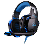 KOTION EACH G2000 Cuffie da gioco over-ear Cuffie da gioco Archetto con microfono Bassi stereo Luce LED per giocatori PC, Lunghezza cavo: circa 2,2 m (bianco + rosso), G2000
