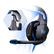 KOTION EACH G2000 Cuffie da gioco over-ear Cuffie da gioco Archetto con microfono Bassi stereo Luce LED per giocatori PC, Lunghezza cavo: circa 2,2 m (bianco + rosso), G2000