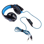 KOTION EACH G2000 Cuffie da gioco over-ear Cuffie da gioco Archetto con microfono Bassi stereo Luce LED per giocatori PC, Lunghezza cavo: circa 2,2 m (bianco + rosso), G2000
